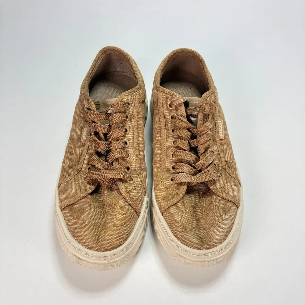 Coach Monogram Brown Canvas Low Top Casual Sneakers Shoes CAS55 Women's Size 8B